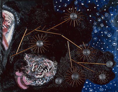 调情（画布上的撕裂纸、牙签、吸管、订书钉和铅丝） 作者 弗朗西斯·毕卡比亚