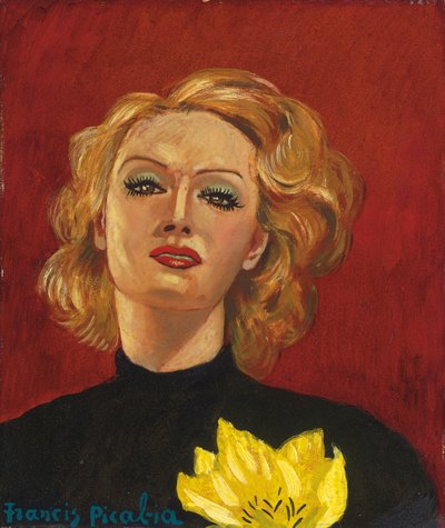 手持黄花的女人》，约 1941-2 年（木板油画） 作者 弗朗西斯·毕卡比亚