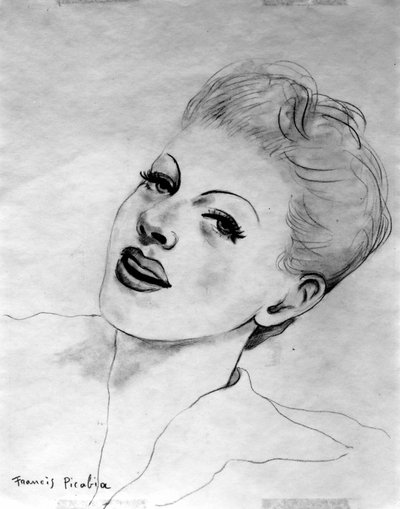 弗朗西斯-毕卡比亚（Francis Picabia，1879-1953 年）创作的《后仰的女人脸》；纸上石墨铅笔。 作者 弗朗西斯·毕卡比亚