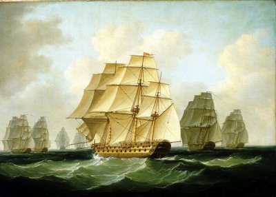 拿破仑战争（1803-1815 年）片段：理查德-斯特兰昌（Richard Strachan）率领的追击队，11 月 4 日，奥特加尔角（西班牙）外海 作者 弗朗西斯·萨托里乌斯（Francis Sartorius）