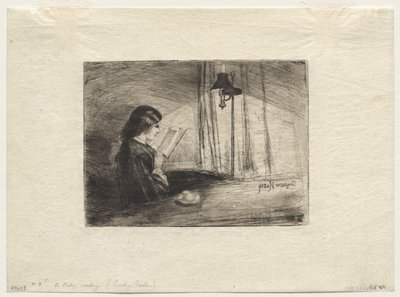 一位女士在阅读 作者 弗朗西斯·西摩·哈登（Francis Seymour Haden）