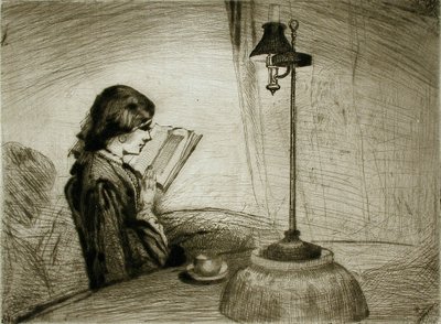 一位女士在阅读 作者 弗朗西斯·西摩·哈登（Francis Seymour Haden）
