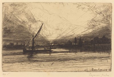 泰晤士河上的日落 作者 弗朗西斯·西摩·哈登（Francis Seymour Haden）