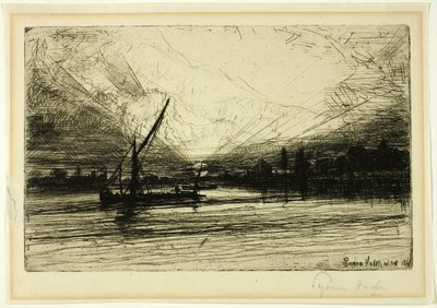 泰晤士河上的日落 作者 弗朗西斯·西摩·哈登（Francis Seymour Haden）
