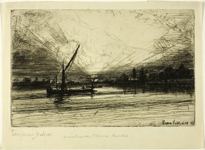 泰晤士河上的日落 作者 弗朗西斯·西摩·哈登（Francis Seymour Haden）