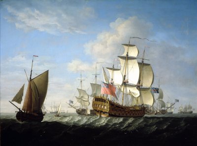 海上的英国皇家海军中队。布面油画，约创作于 17 世纪 40 年代末，作者弗朗西斯-斯温（1725-1782 年）。 作者 弗朗西斯·斯威恩