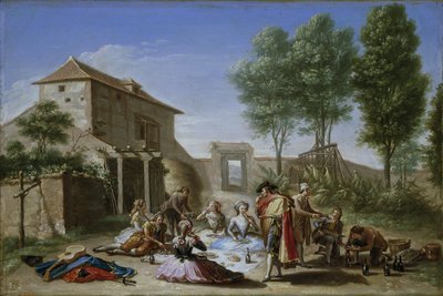 野外小食，c.1784-5（布面油画） 作者 弗朗西斯科·贝约·苏比亚斯