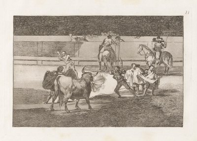 Banderillas de Fuego（带鞭炮的班德瑞拉斯），图版 31，选自 La tauromaquia 作者 弗朗西斯科·德·戈雅