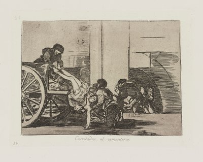 Carretadas al cementerio.(Cartloads to the Cemetery.），选自《Los desastres de la guerra》（战争的灾难）系列的第 64 插图 作者 弗朗西斯科·德·戈雅