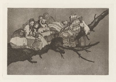 Disparate ridiculo（《荒谬的愚蠢》），又名 Andarse por las ramas（《在树枝间穿行》），选自《Los disparates》系列（《谚语》）。 作者 弗朗西斯科·德·戈雅
