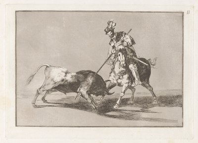 El Cid Campeador lanceando otro toro（《Cid Campeador 再刺一头公牛》），《La tauromaquia》第 11 版 作者 弗朗西斯科·德·戈雅