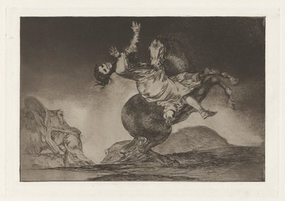 El caballo raptor (The Horse-Abductor)，又名 La mujer y el potro, que los dome otro (A Woman and a Horse, Let Someone Else Master Them)，选自 Los disparates (Los proverbios) 系列。 作者 弗朗西斯科·德·戈雅