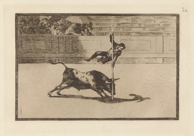 Ligereza y atrevimiento de Juanito Api?ani en la de Madrid（《马德里[斗牛场]上的胡安尼托-阿皮南尼的敏捷与胆识》），选自 La tauromaquia（《斗牛》）第 20 版 作者 弗朗西斯科·德·戈雅