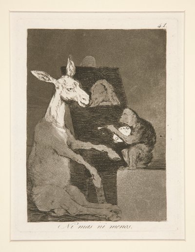 Ni mas ni menos（不多也不少），选自《Los caprichos》系列，第 41 幅 作者 弗朗西斯科·德·戈雅
