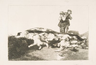 Plate18来自《战争灾难》，德拉瓜拉，洛杉矶：埋葬它们并保持安静……，1810年。 作者 弗朗西斯科·德·戈雅