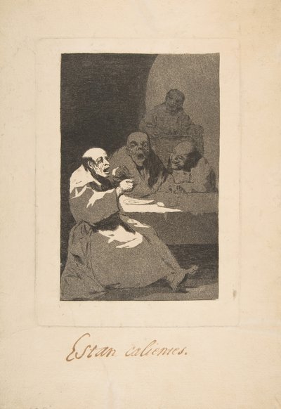 洛斯·卡普里科斯（Los Caprichos）的盘子13：他们是热斯坦（Estan Calientes），1797-98年。 作者 弗朗西斯科·德·戈雅