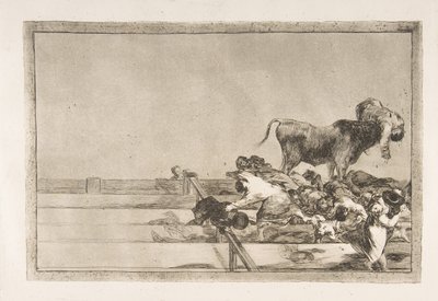 Tauromaquia的第21板块：1816年在马德里a ...环的前排发生的可怕事件。 作者 弗朗西斯科·德·戈雅