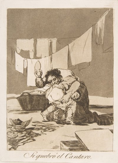 洛斯·卡普里科斯（Los Caprichos）的第25盘：如果他打破了Si quebro el Cantaro壶，1799年。 作者 弗朗西斯科·德·戈雅
