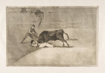 Tauromaquia的第33页：1816年Pepe Illo不幸在马德里的环形赛中死亡。 作者 弗朗西斯科·德·戈雅