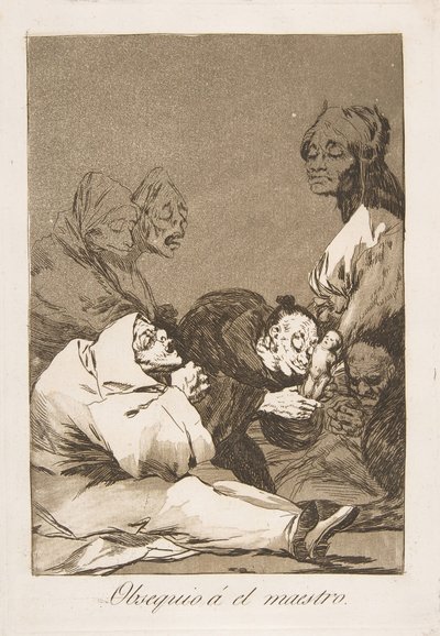 洛斯·卡普里科斯（Los Caprichos）的第47页：献给大师Obsequioáel maestro的礼物，1799年。 作者 弗朗西斯科·德·戈雅