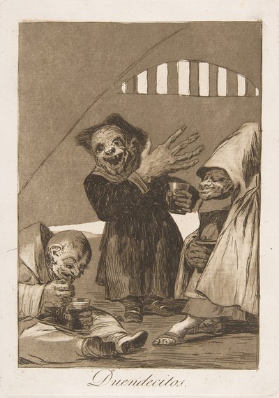 洛斯·卡普里科斯（Los Caprichos）的49号盘子：霍布哥林斯·邓迪克多斯（Hobgoblins Duendecitos。），1799年。 作者 弗朗西斯科·德·戈雅
