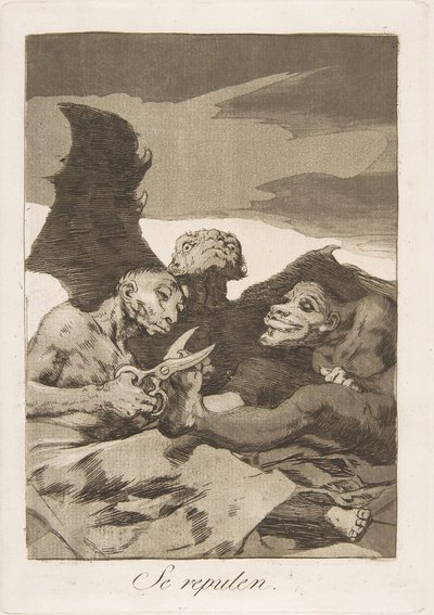 板块51来自《Los Caprichos》：他们把自己打扮得漂漂亮亮 Se repulen., 1799. 作者 弗朗西斯科·德·戈雅