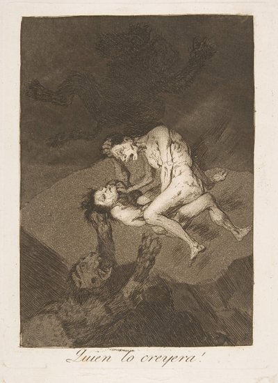 洛斯·卡普里科斯（Los Caprichos）的第62幅板：1799年，谁会想到它的“ Quien lo creyera！”。 作者 弗朗西斯科·德·戈雅