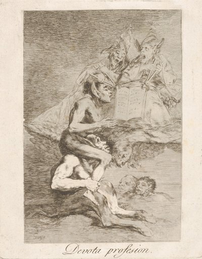 洛斯·卡普里科斯（Los Caprichos）的70号盘子：虔诚的职业Devota职业。1799年。 作者 弗朗西斯科·德·戈雅