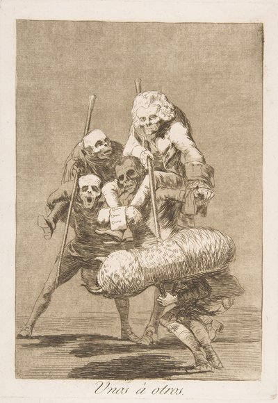 图版77来自《Los Caprichos》：一个人对另一个人的所作所为 Unos á otros., 1799. 作者 弗朗西斯科·德·戈雅
