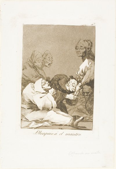 给大师的礼物》，《Los Caprichos》第 47 版 作者 弗朗西斯科·何塞·德·戈雅 y Lucientes