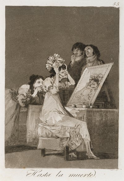 Los Caprichos的Hasta la muerta，出版于1799年（蚀刻，抛光浅绿色和干点） 作者 弗朗西斯科·德·戈雅