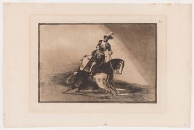 板块10来自La Tauromaquia：查理五世
在巴利亚多利德的擂台上刺杀一头公牛、
1816年，1876年印刷 (铺纸蚀刻和水印) 作者 弗朗西斯科·何塞·德·戈雅 y Lucientes