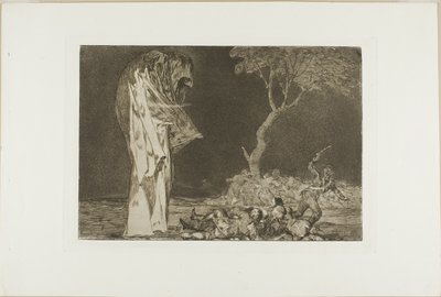 被幽灵吓坏的士兵》，选自《Disparates》，作为《Los Proverbios》中的板块 2 发表 作者 弗朗西斯科·何塞·德·戈雅 y Lucientes
