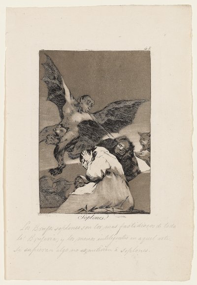 Soplones，“ Los Caprichos”的盘子，1799年 作者 弗朗西斯科·德·戈雅