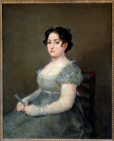 弗朗西斯科·德·戈雅（Francisco de Goya，1746-1828 年）19 世纪的《扇子中的女人》。 1,03x0,84 米 作者 弗朗西斯科·德·戈雅