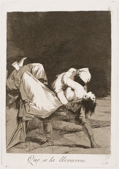 他们载着她离开！，第8盘，摄于1797-99年，来自Los Caprichos 作者 弗朗西斯科·德·戈雅