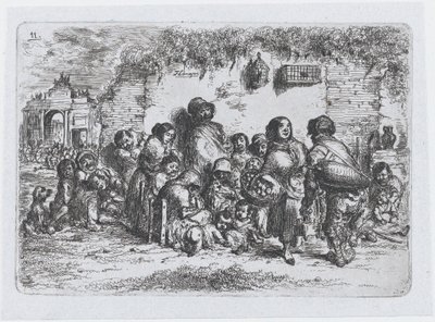 图版11：一群人在户外，来自《西班牙人的习俗和消遣》系列，1850年。 作者 弗朗西斯科·拉迈耶·贝伦格