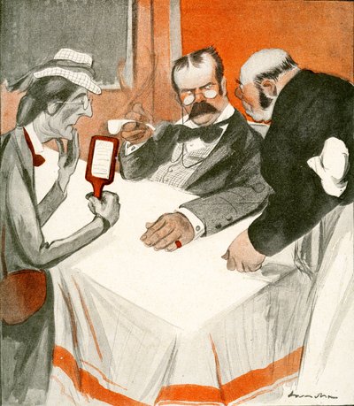 1903年，一对英国夫妇在法国餐厅挣扎着菜单 作者 Francisco Sancha y Lengo