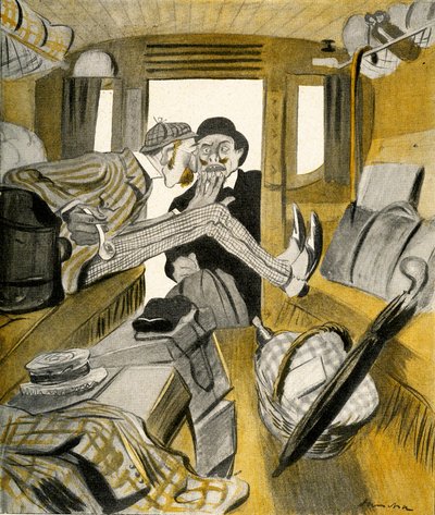 1903年，一名英国人阻止法国人坐在火车上的自由座位上。 作者 Francisco Sancha y Lengo