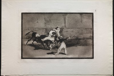 斗牛：1876年，公牛在环上捕获的荒野。 作者 弗朗西斯科·德·戈雅