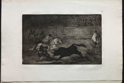斗牛：西班牙骑兵在助手的帮助下破短矛，1876年。 作者 弗朗西斯科·德·戈雅