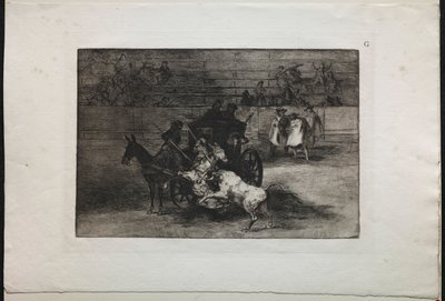 斗牛：在利用两个穆勒的马车中战斗，1876年。 作者 弗朗西斯科·德·戈雅