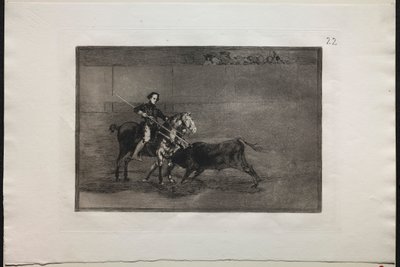斗牛：著名的Pajuelera在萨拉戈萨（Saragosa）的环的男子气概的勇气，1876年。 作者 弗朗西斯科·德·戈雅