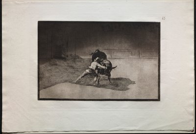 斗牛：  著名的 "马丁丘"（Martincho）用肢体动作摆放 "班德瑞拉斯"（Banderillas）斗牛场 作者 弗朗西斯科·德·戈雅