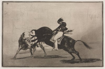 斗牛：1876年，安装在另一头公牛上的同一头Ceballos打破了短矛。 作者 弗朗西斯科·德·戈雅