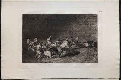 斗牛：1876年，两支Picadors队伍被一头公牛一掷千金。 作者 弗朗西斯科·德·戈雅