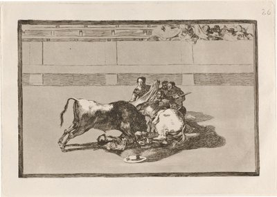 斗牛士被解下马鞍，倒在公牛脚下 (A Picador is Unhorsed and Falls under the Bull) 作者 弗朗西斯科·德·戈雅