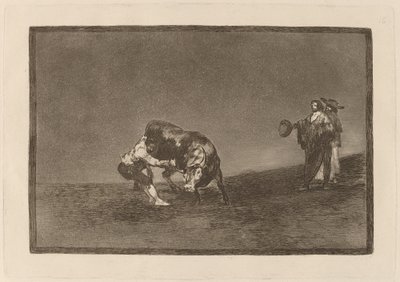 同一人在马德里的擂台上投掷公牛（The Same Man Throws a Bull in the Ring at Madrid）。 作者 弗朗西斯科·德·戈雅