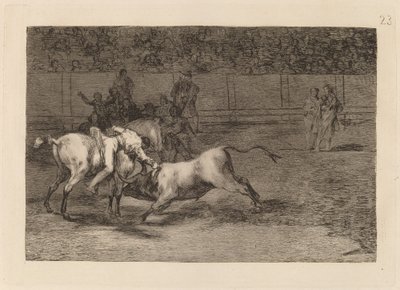 Mariano Ceballos, Alias the Indian, Kills the Bull from His Horse (马里亚诺-塞瓦略斯，别名印第安人，从他的马中杀死公牛) 作者 弗朗西斯科·德·戈雅