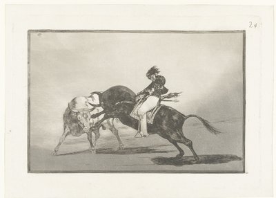Mariano Ceballos rijdend op een stier
同样的塞瓦略斯在马德里斗牛场骑在另一头公牛身上
斗牛（系列标题）
斗牛（系列标题） 作者 弗朗西斯科·德·戈雅